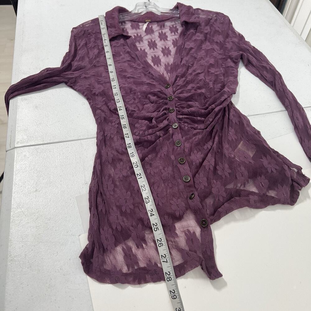 Free People Eggplant Purple Lace Tunic Top Size XL Festival Y2K Style - Picture 13 of 14